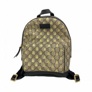 Gucci Backpack/Daypack GG Supreme Bee 427042 PVC Brown Black Gold Hardware  Wome